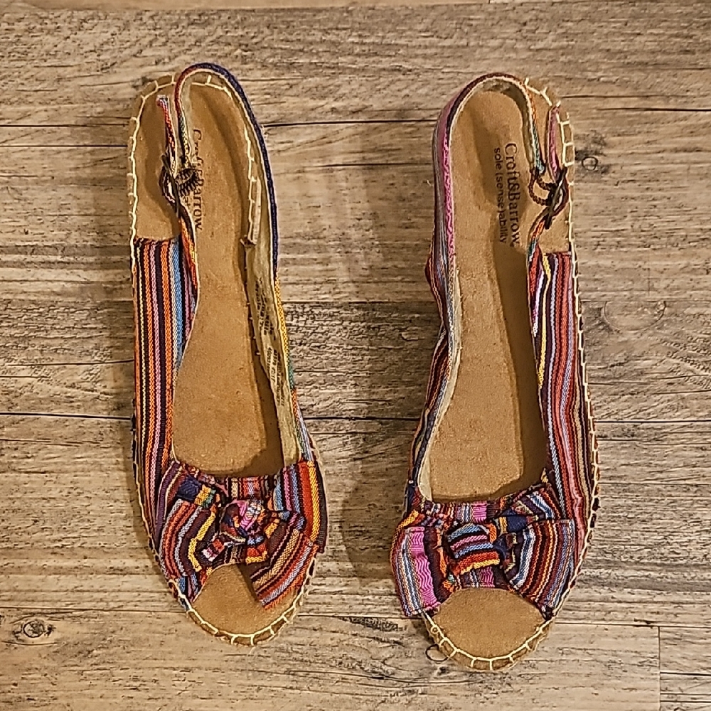 croft & barrow Multicolor Striped Knot Peep-Toe Flats